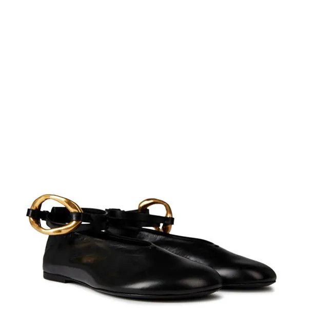 Jil Sander o1g2r1mq1024 Flats in Black & Gold Size US 9 / IT 39 - 3 Thumbnail