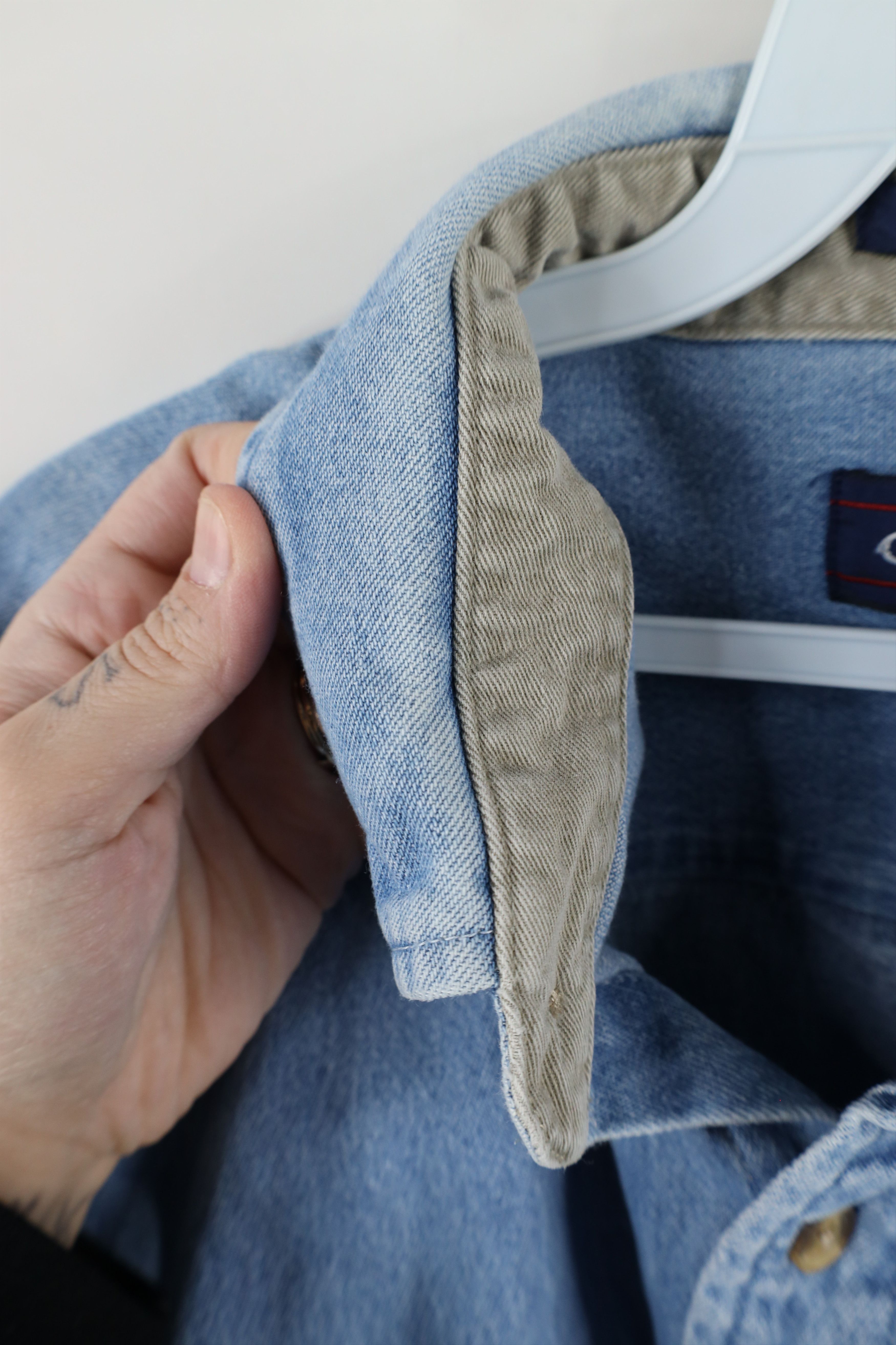 Vintage Vintage 90s Streetwear Jean Button Down Shirt Blue Indigo Size US L / EU 52-54 / 3 - 9 Thumbnail