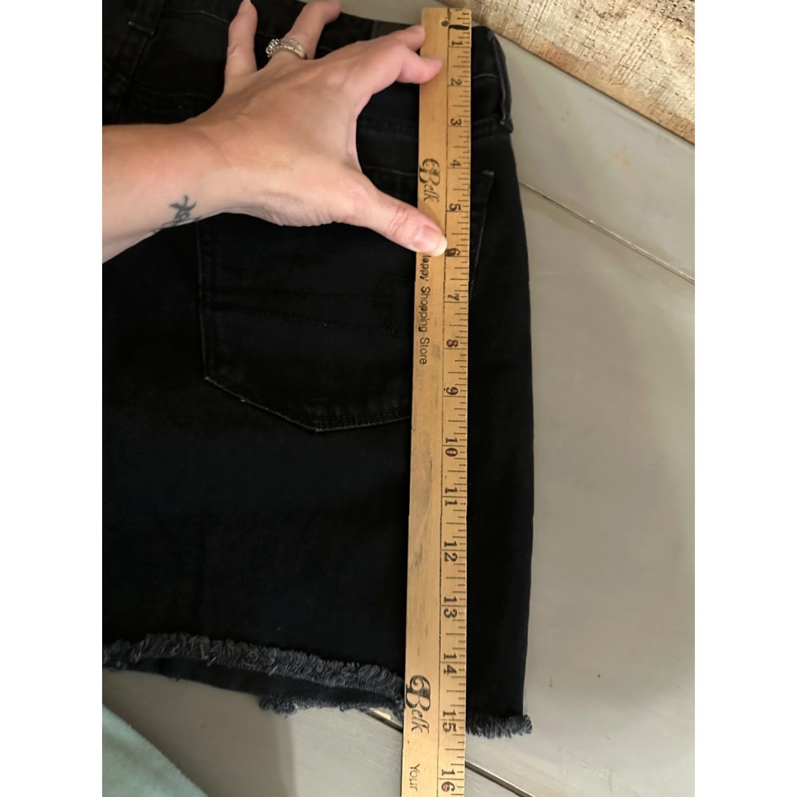 American Eagle Outfitters American Eagle Outfitters Skirt Womens 10 Black Mini Cutoff Distressed Button Stretch Denim Size 32" / US 10 / IT 46 - 5 Thumbnail