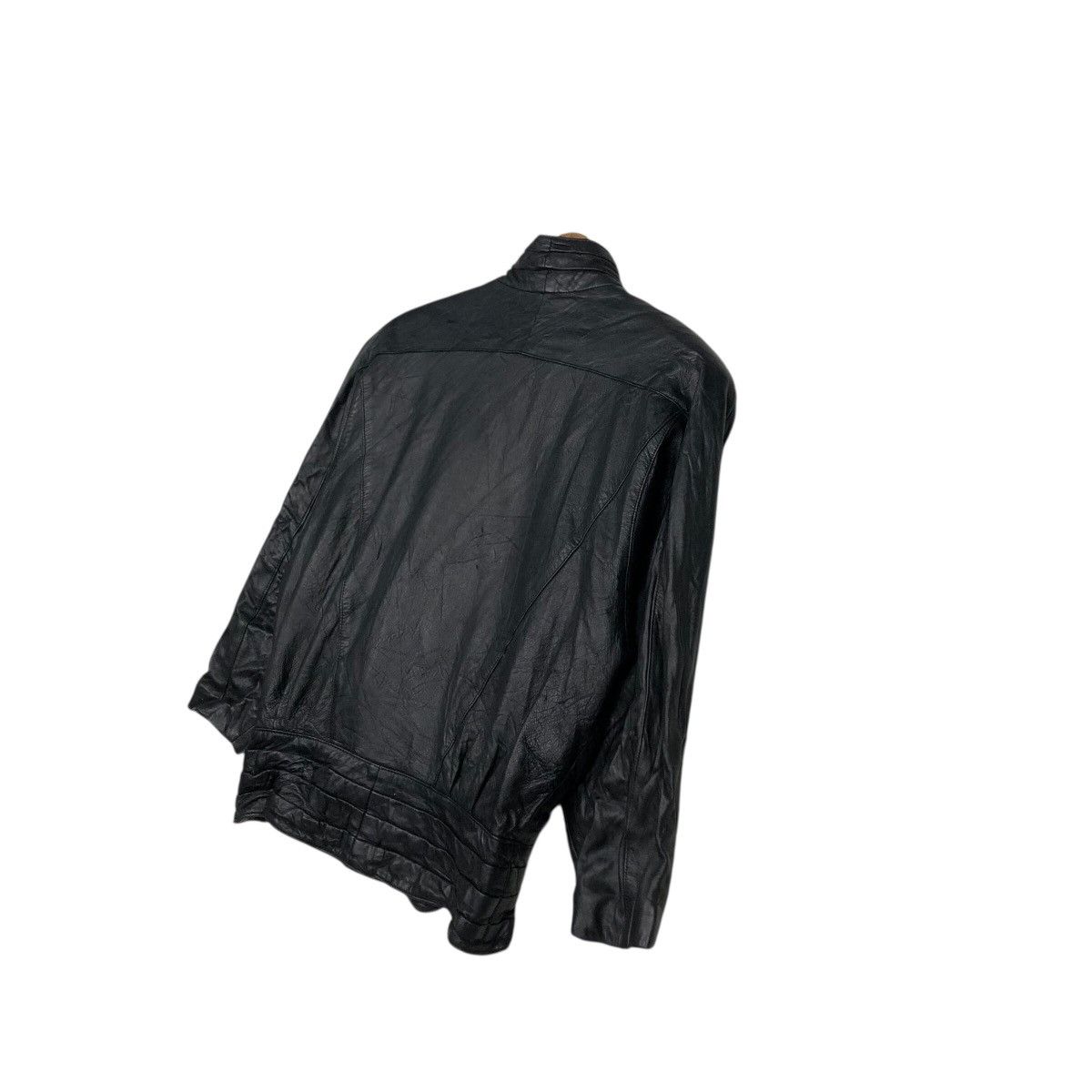 Genuine Leather 📌Rich Black Vtg Biker Leather Jacket Fromage Issey Miyake Size US M / EU 48-50 / 2 - 11 Thumbnail