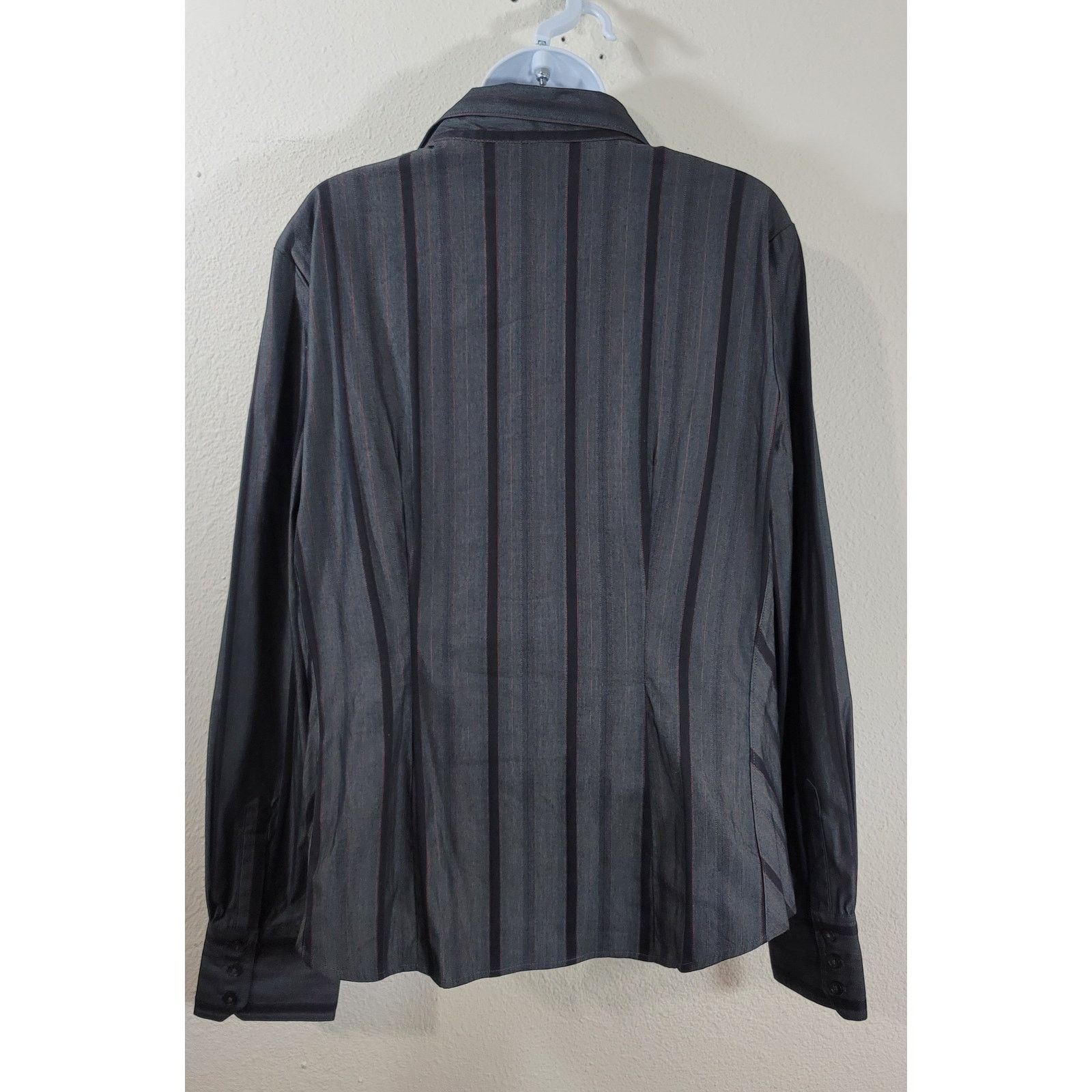 George George Black Red Pinstripe Collard Button Up Top XL Size XL / US 12-14 / IT 48-50 - 3 Thumbnail