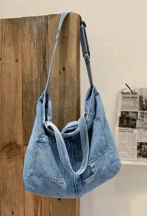 VIBE Fashion denim messenger bag tote Size ONE SIZE - 3 Thumbnail