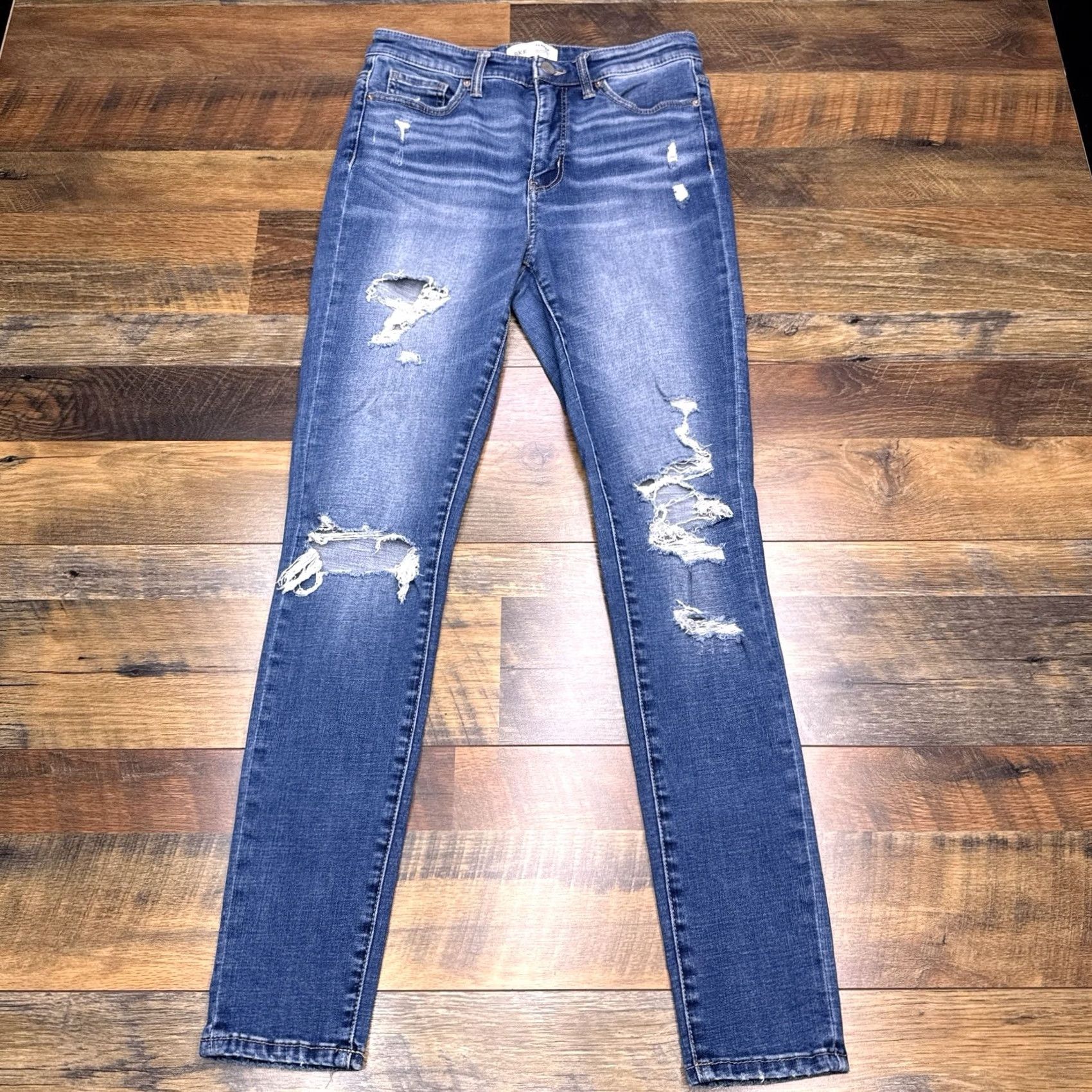 BKE BKE Parker Jeans Womens 27 High Rise Stretch Distressed Jeans Slim Skinny Blue 5-Pocket City Size 27" / US 4 / IT 40 - 2 Thumbnail