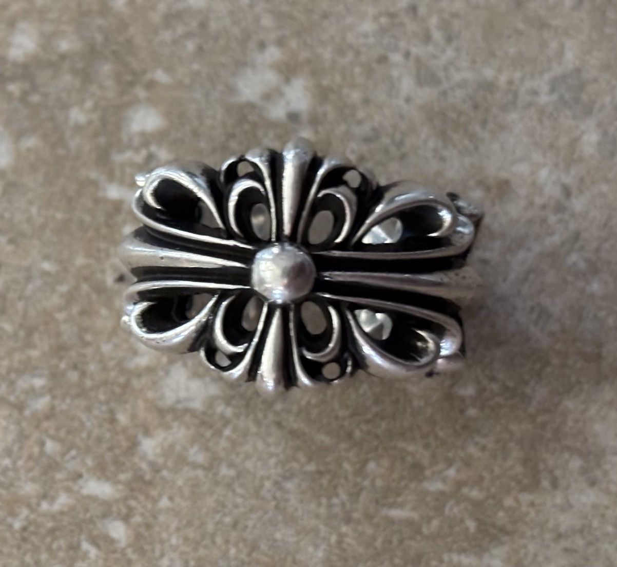Chrome hearts silver double floral ring size
