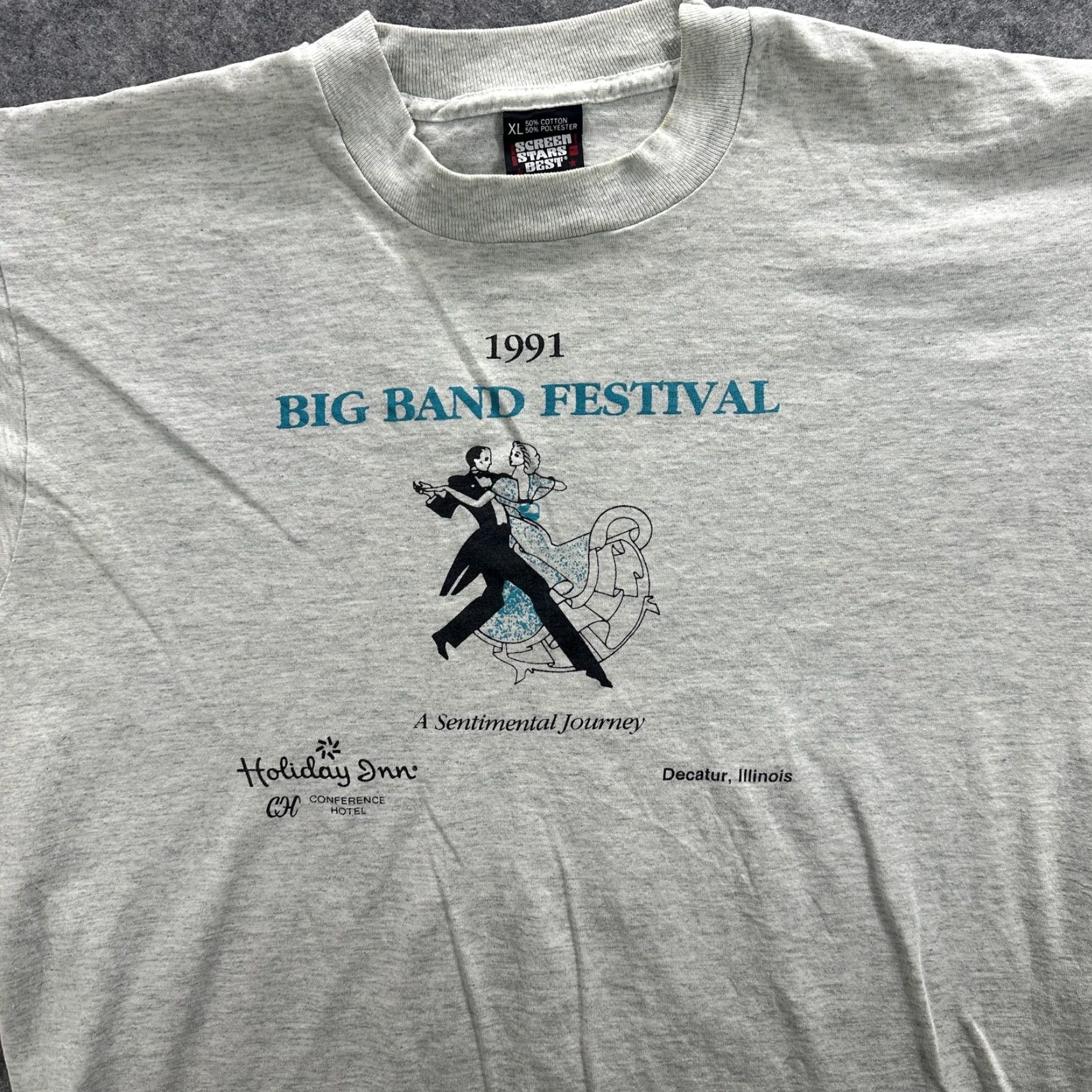Vintage VINTAGE Big Band Festival Shirt Mens XL Gray 90s Holiday Inn Decatur Illinois Music Shirt Size US XL / EU 56 / 4 - 2 Thumbnail