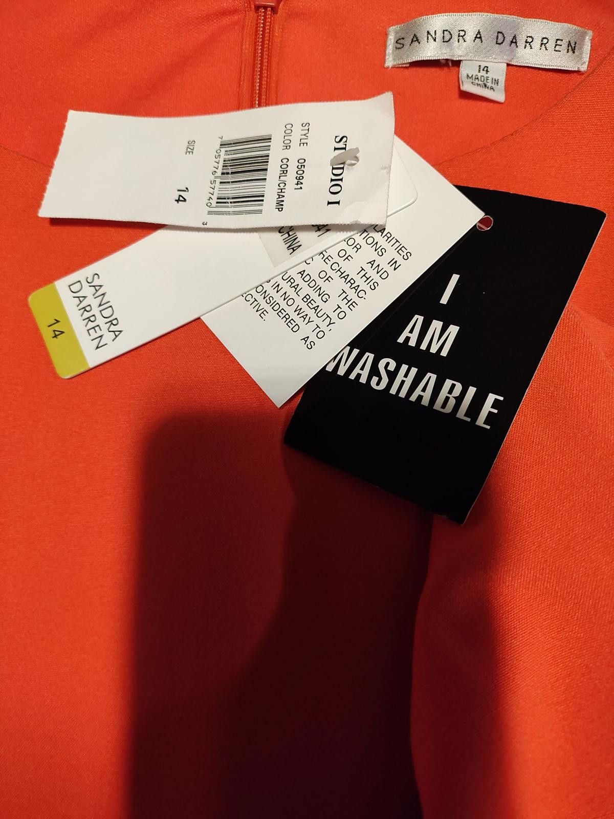 Other Sandra Darren Effortless Elegance Orange Midi Dress Size XL / US 12-14 / IT 48-50 - 8 Thumbnail