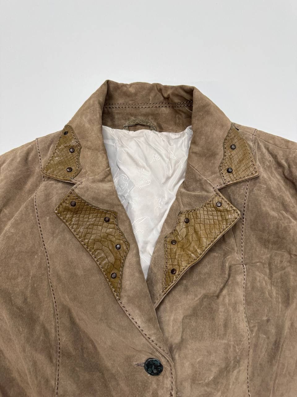 Other La Pelle Italian Suede Reptile Detail Leather Jacket Size M / US 6-8 / IT 42-44 - 5 Thumbnail