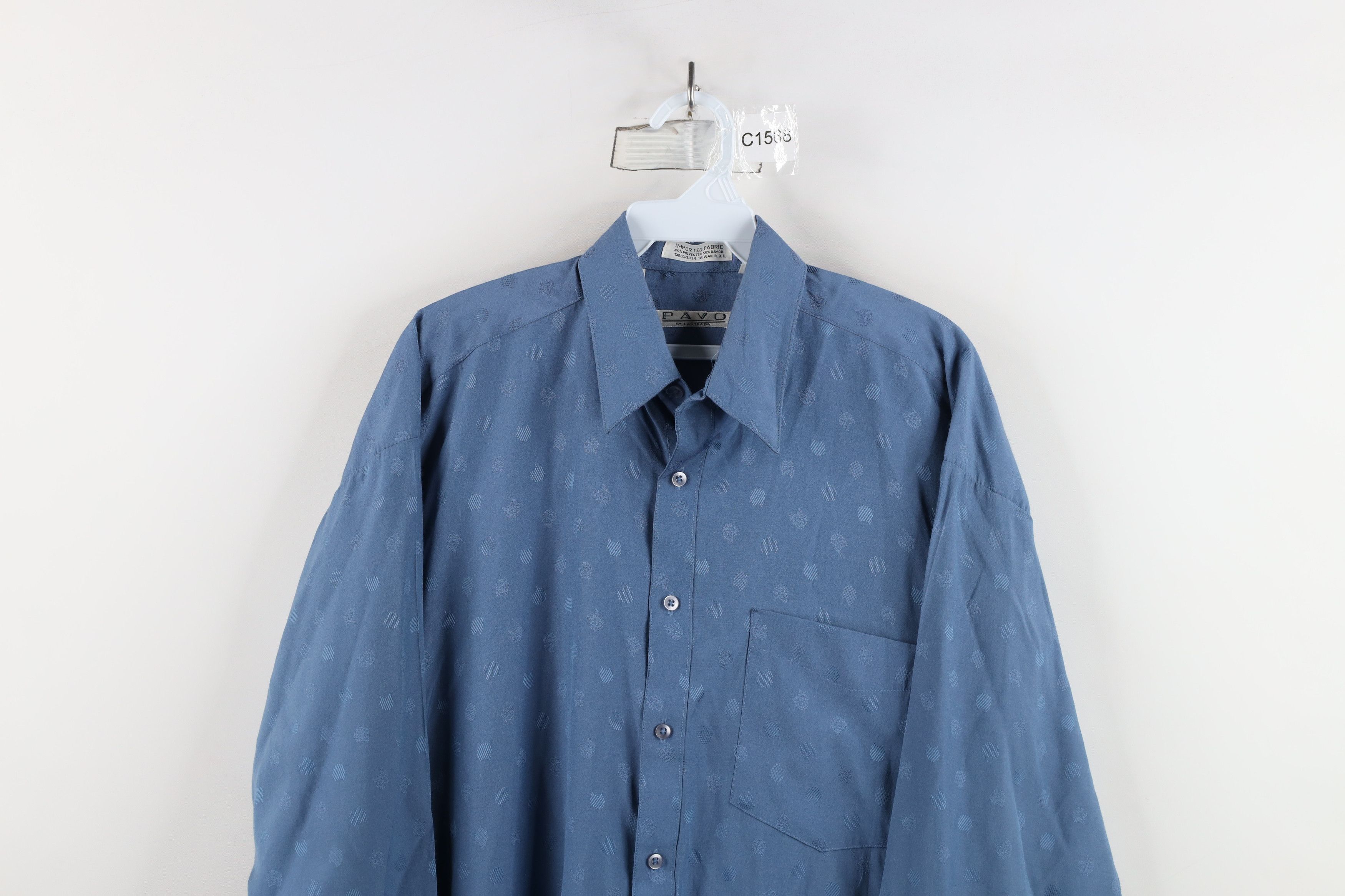 Vintage Vintage 90s Streetwear Polka Dot Collared Button Shirt Blue Size US M / EU 48-50 / 2 - 2 Thumbnail