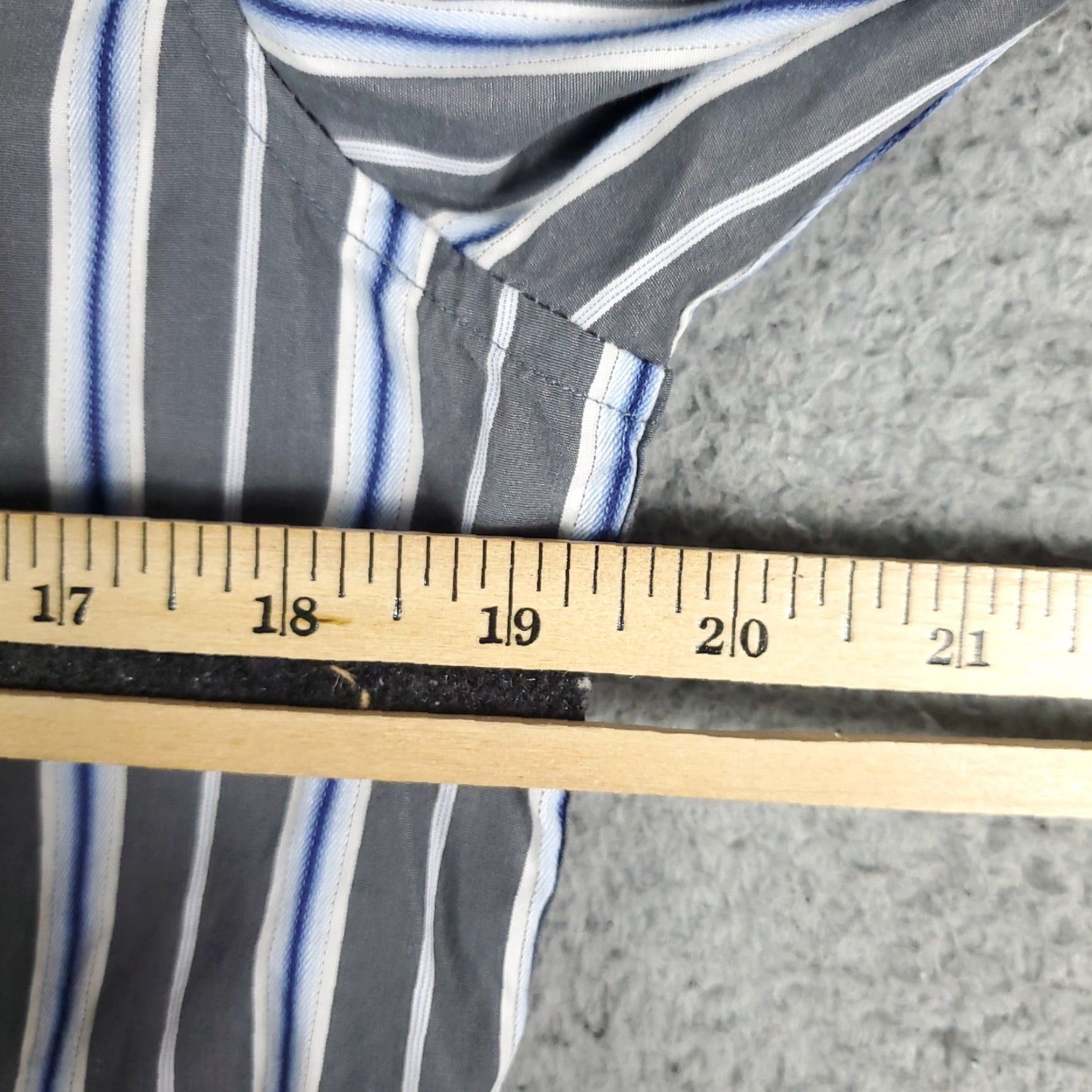 Vintage 7 Diamonds Shirt Mens Long Sleeve Button-Up Striped Gray Blue Cotton M Casual Preppy Classic Size US M / EU 48-50 / 2 - 6 Thumbnail