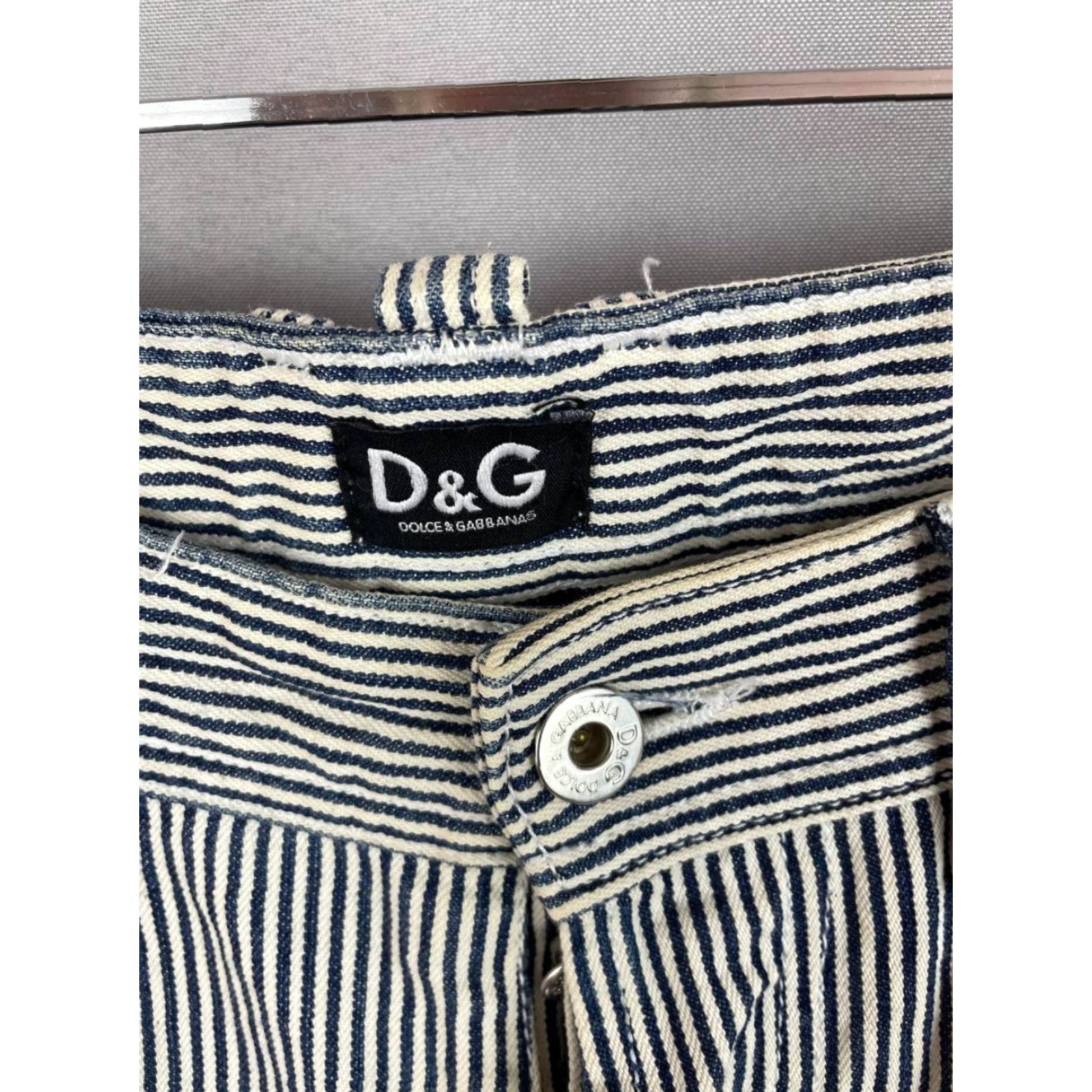 Dolce & Gabbana Dolce&Gabbana Pants Mens Size 33 Black & White Striped Cotton Belt Loop Button Flat Front 5-Pocket Cargo Regular Fit 7'' Leg Opening Womens? Size US 33 - 4 Thumbnail