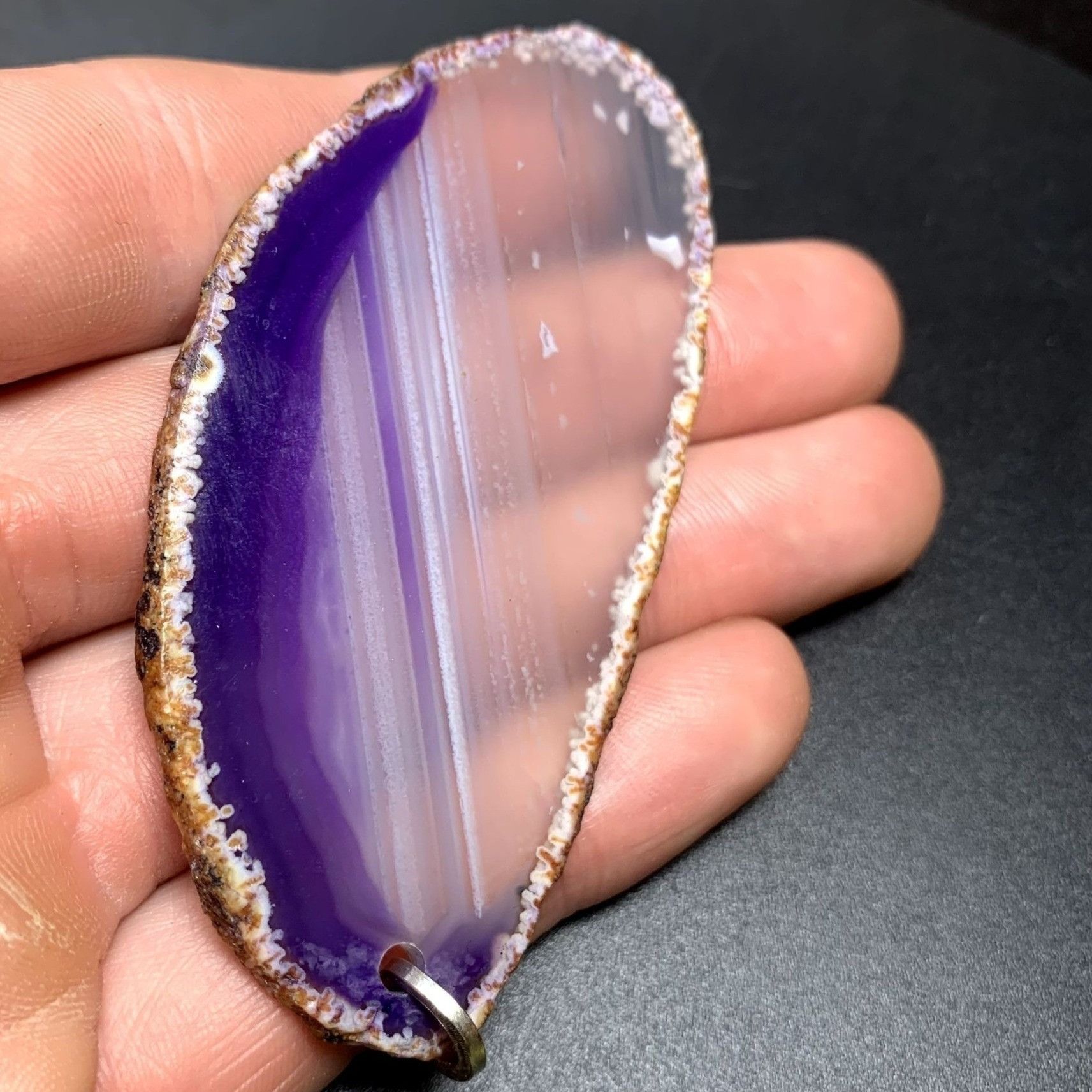 Other Large Purple White & Clear Quartz Slab Pendant Sterling Silv Size ONE SIZE - 5 Thumbnail
