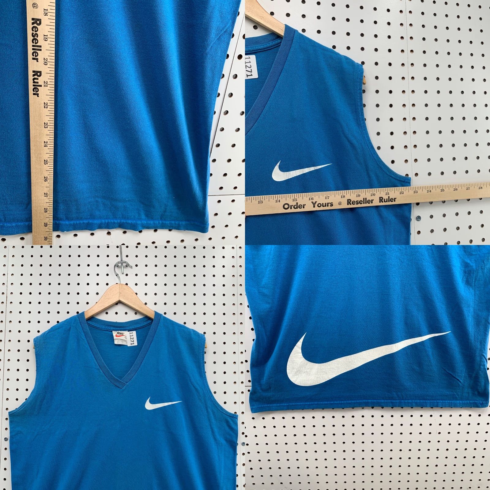 Nike VINTAGE Nike Shirt 90s Adult Large Blue White Swoosh Sleeveless Made In USA 22x29.5 Mens Size US L / EU 52-54 / 3 - 8 Thumbnail