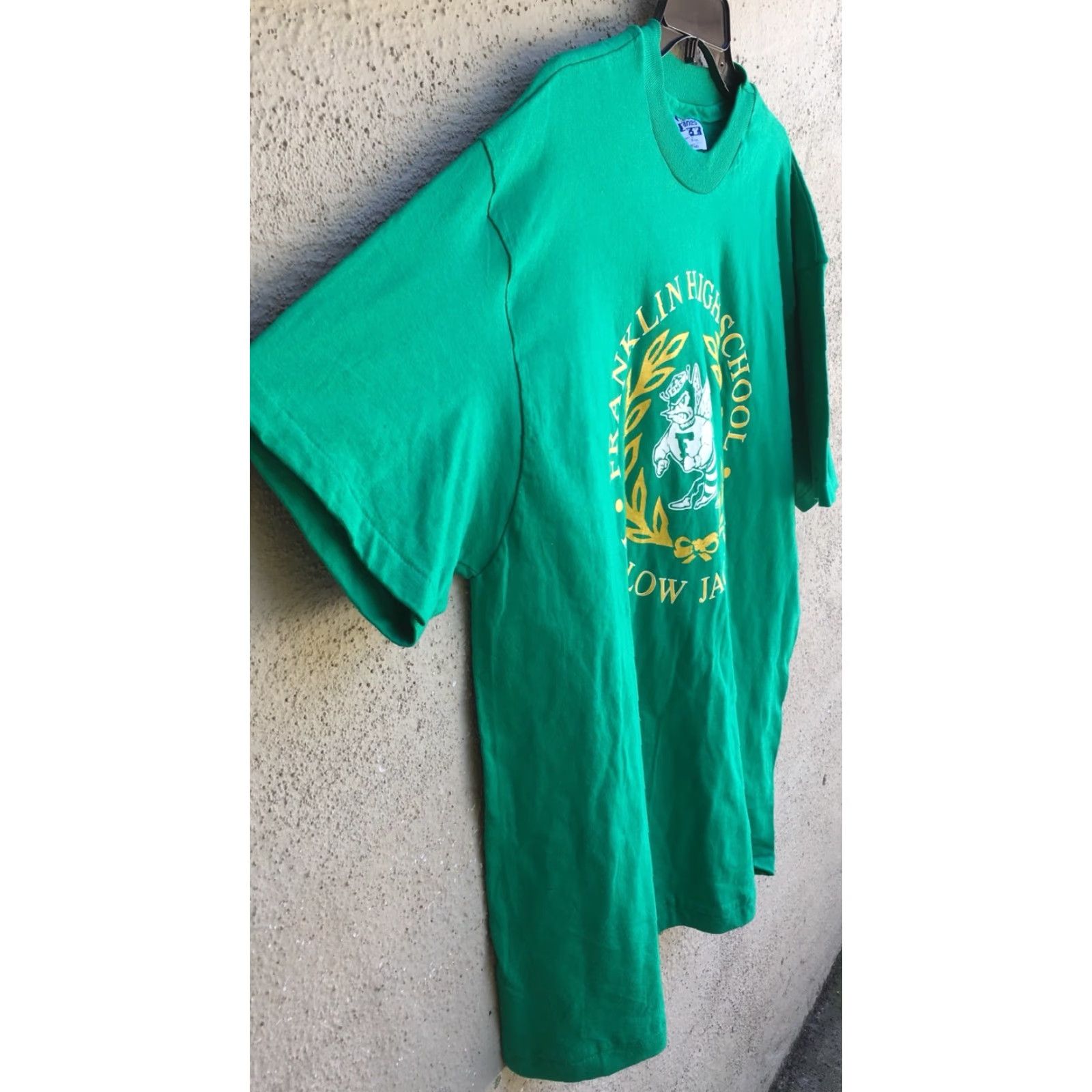Hanes VINTAGE Franklin High School Yellow Jackets T-Shirt Green XL Hanes BEEFY-T 80s 90s Mens Shirt Graphic Tee Chicago? Size US XL / EU 56 / 4 - 7 Thumbnail