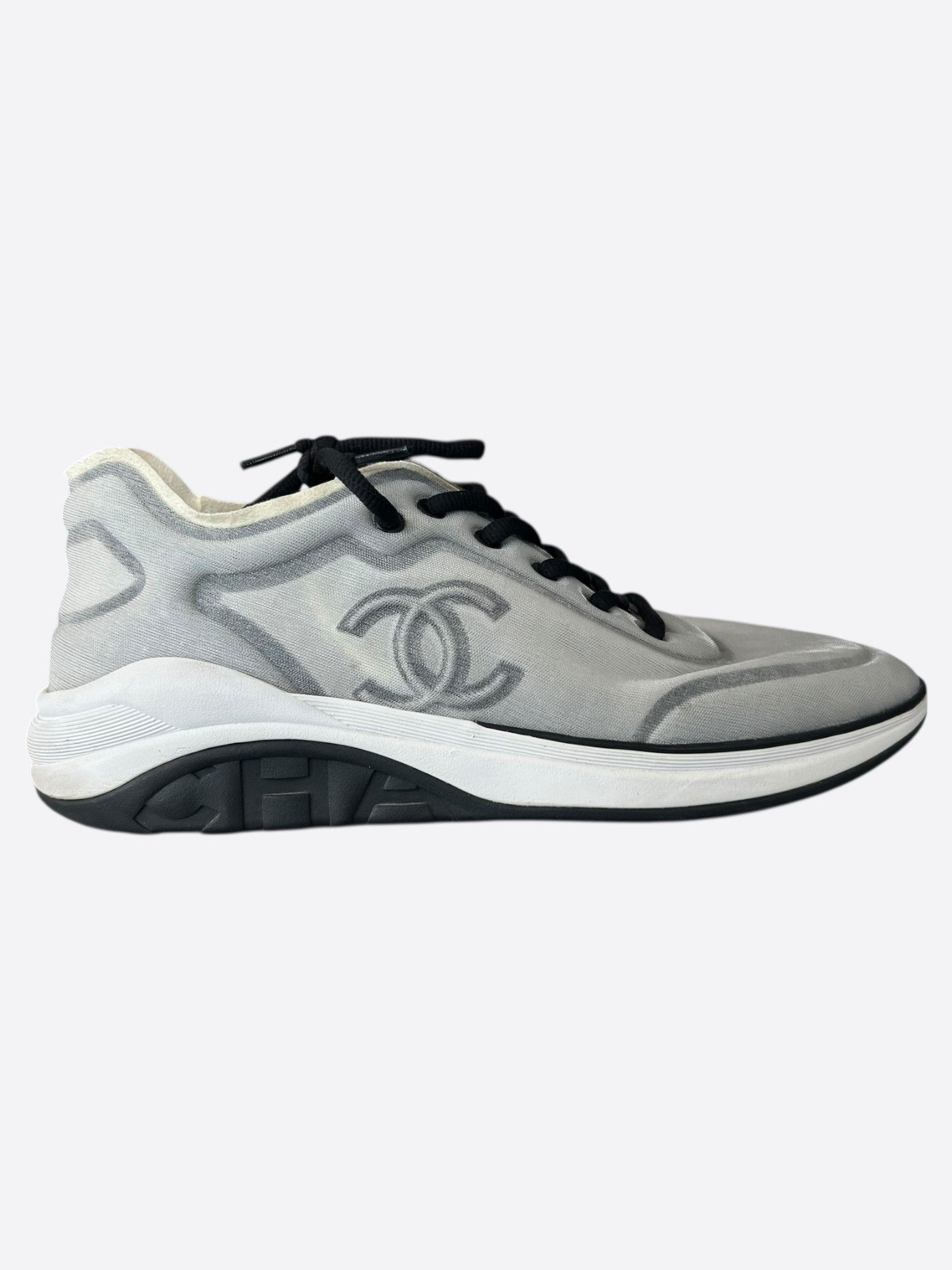 Chanel Chanel Grey & Black CC Logo Runners Size US 10 / EU 43 - 1 Thumbnail