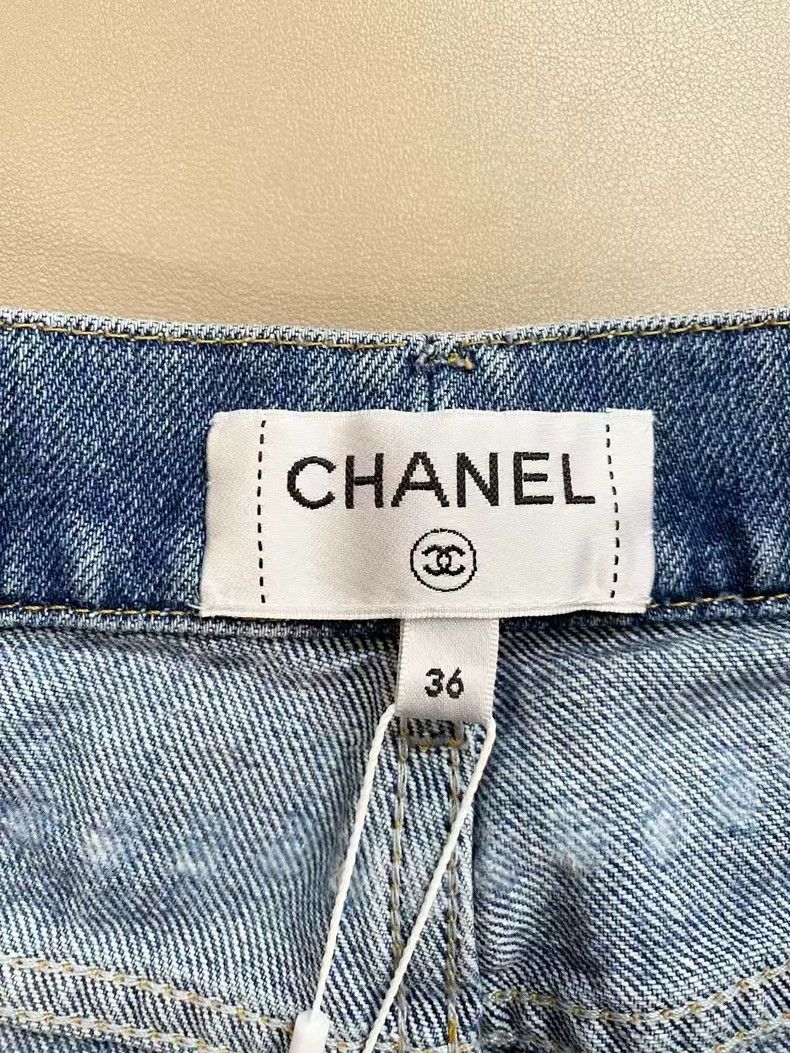Chanel Chanel 25P light blue pearl straight jeans Size 24" / US 00 / IT 34 - 2 Thumbnail