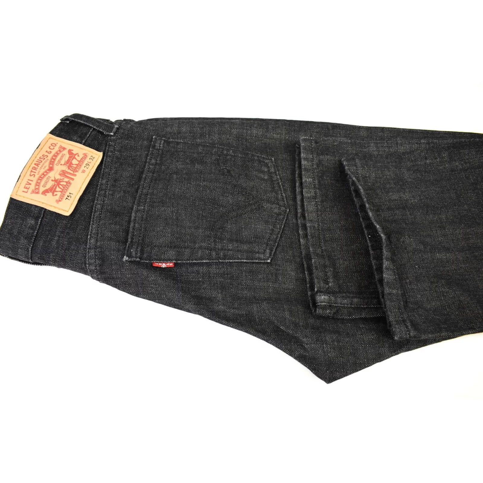 Denime LEVI STRAUSS & CO. 751 Jeans Men W29/L32 Black Zip Fly Denim Casual Standard Fit Size US 29 - 5 Thumbnail
