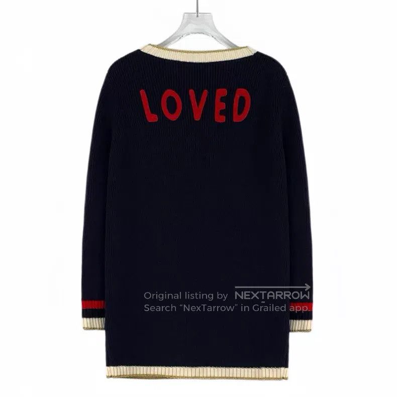 Gucci Gucci Black striped border letter embroidery cotton V-neck Size M / US 6-8 / IT 42-44 - 2 Thumbnail
