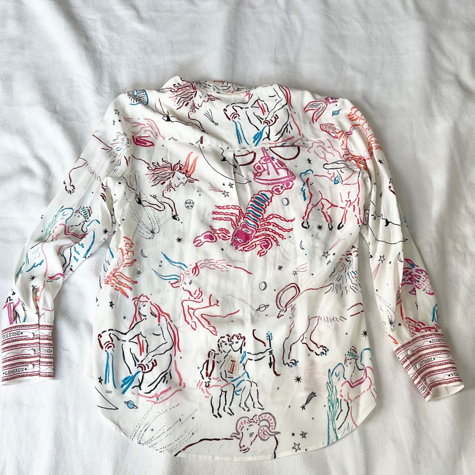 Sezane RARE Sezane Ann silk shirt zodiac multicolor pink blue red Size M / US 6-8 / IT 42-44 - 6 Thumbnail