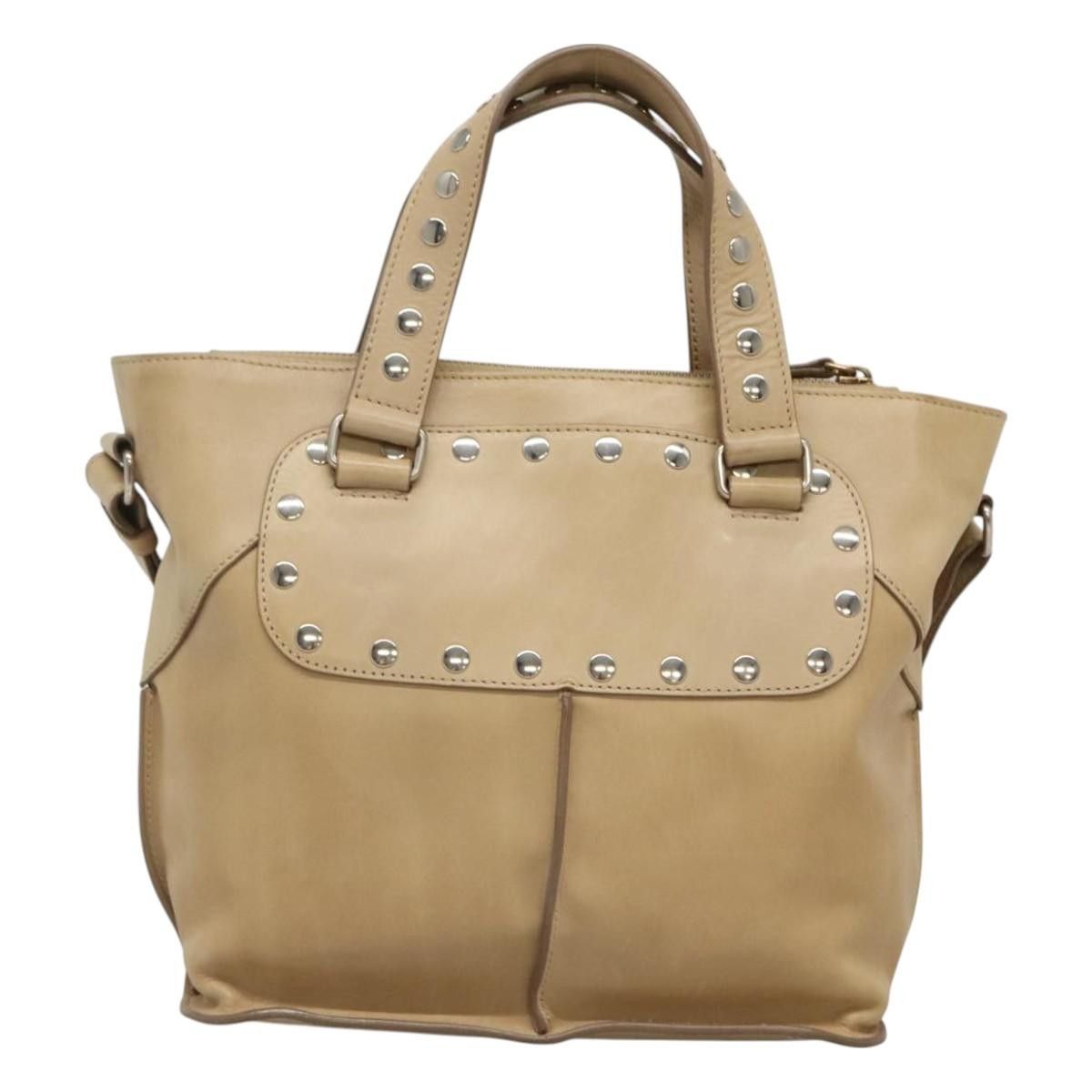 Celine CELINE Hand Bag Leather Beige Silver Size ONE SIZE - 3 Thumbnail