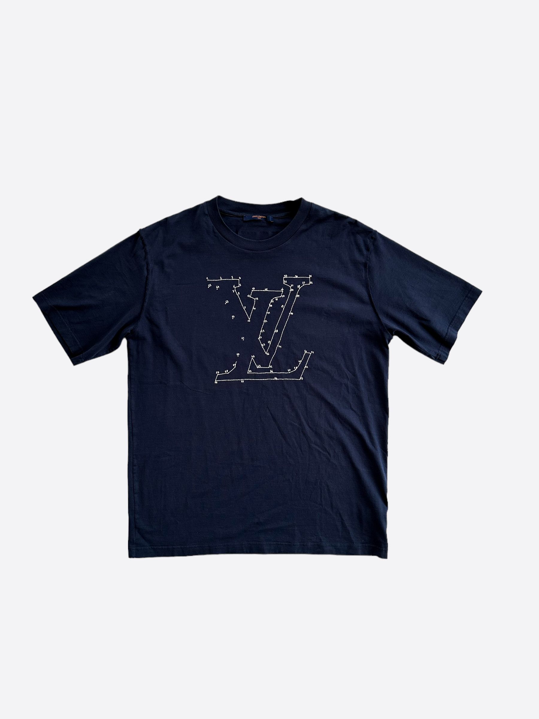 Louis Vuitton Louis Vuitton Navy LV Stitch Logo T-Shirt | Grailed