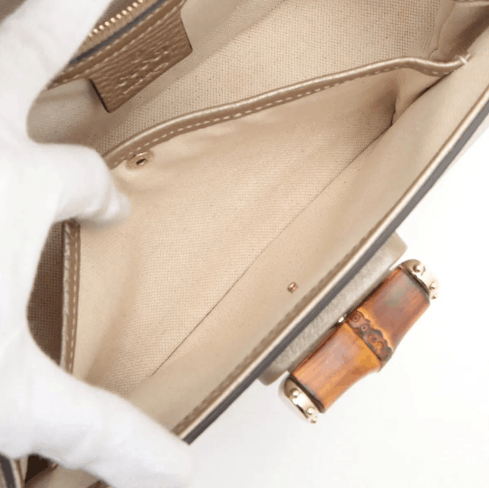 Gucci New Bamboo Leather Handbag Size ONE SIZE - 9 Thumbnail