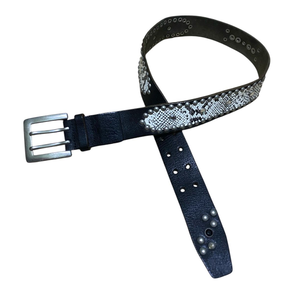 Japanese Brand Handmade Japanese Snakeskin Leather Studded Belt Size ONE SIZE - 2 Thumbnail
