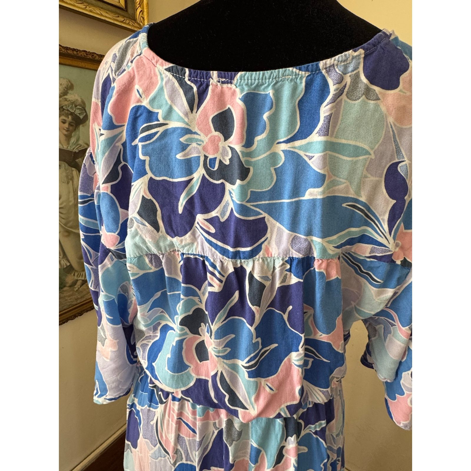 Other Abel The Label Blue Floral Maxi Dress Smocked Waist Boho M Size M / US 6-8 / IT 42-44 - 10 Thumbnail