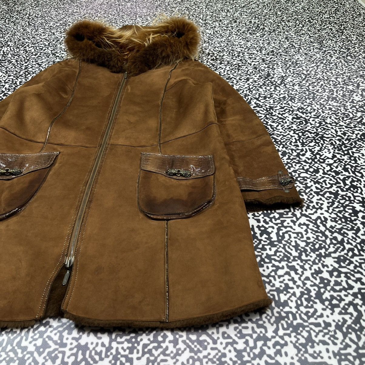 Vintage Vintage 00s Stella Rossa Leather Fur Sheepskin Coat Jacket Size M / US 6-8 / IT 42-44 - 6 Thumbnail