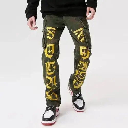 VIBE Letters Cargo Stacked Denim Jeans Camouflage Size US 30 / EU 46 - 2 Thumbnail