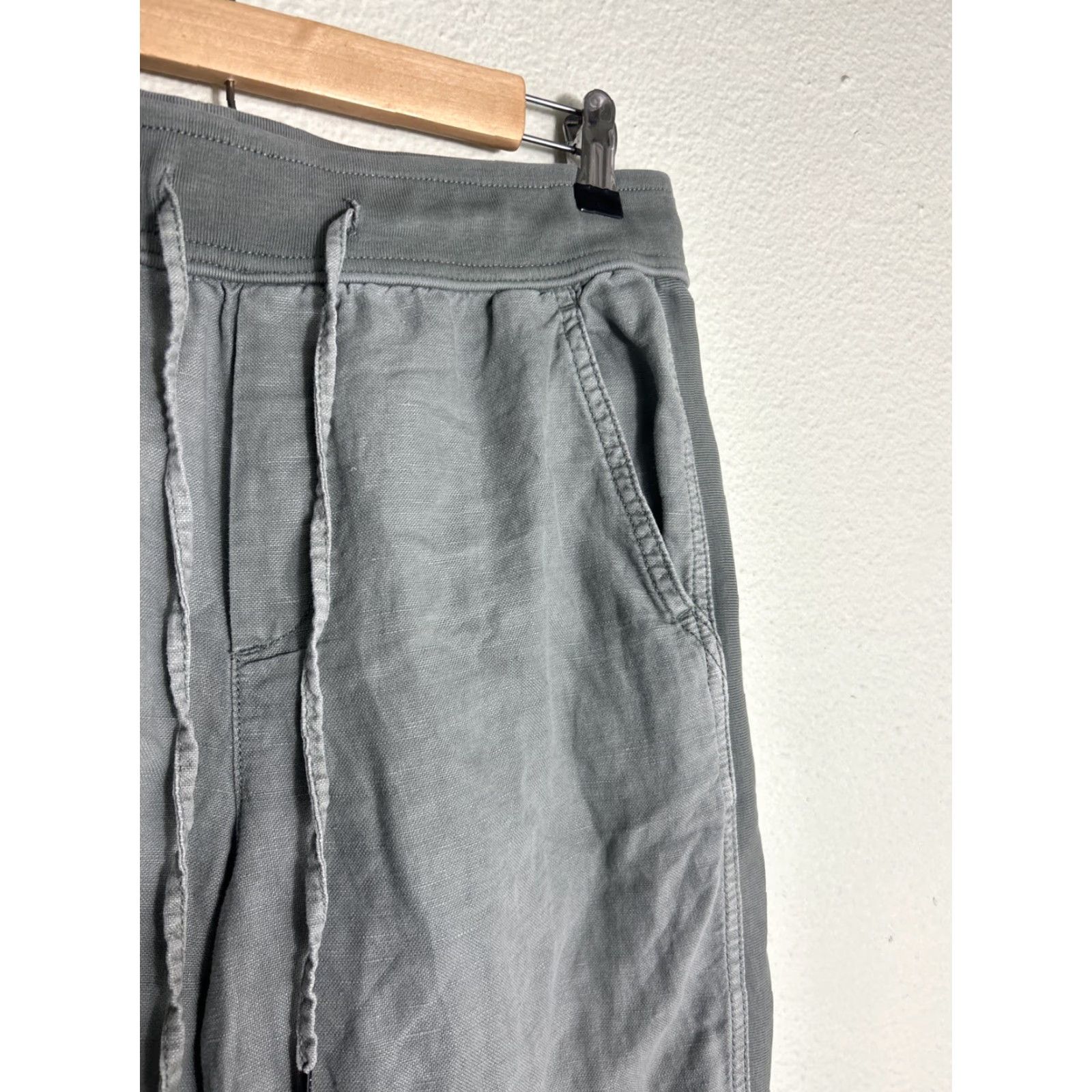 Gap VINTAGE Gap Womens Small Sage Green Linen Blend Ankle Joggers 28x26 Drawstring Size 28" / US 6 / IT 42 - 5 Thumbnail