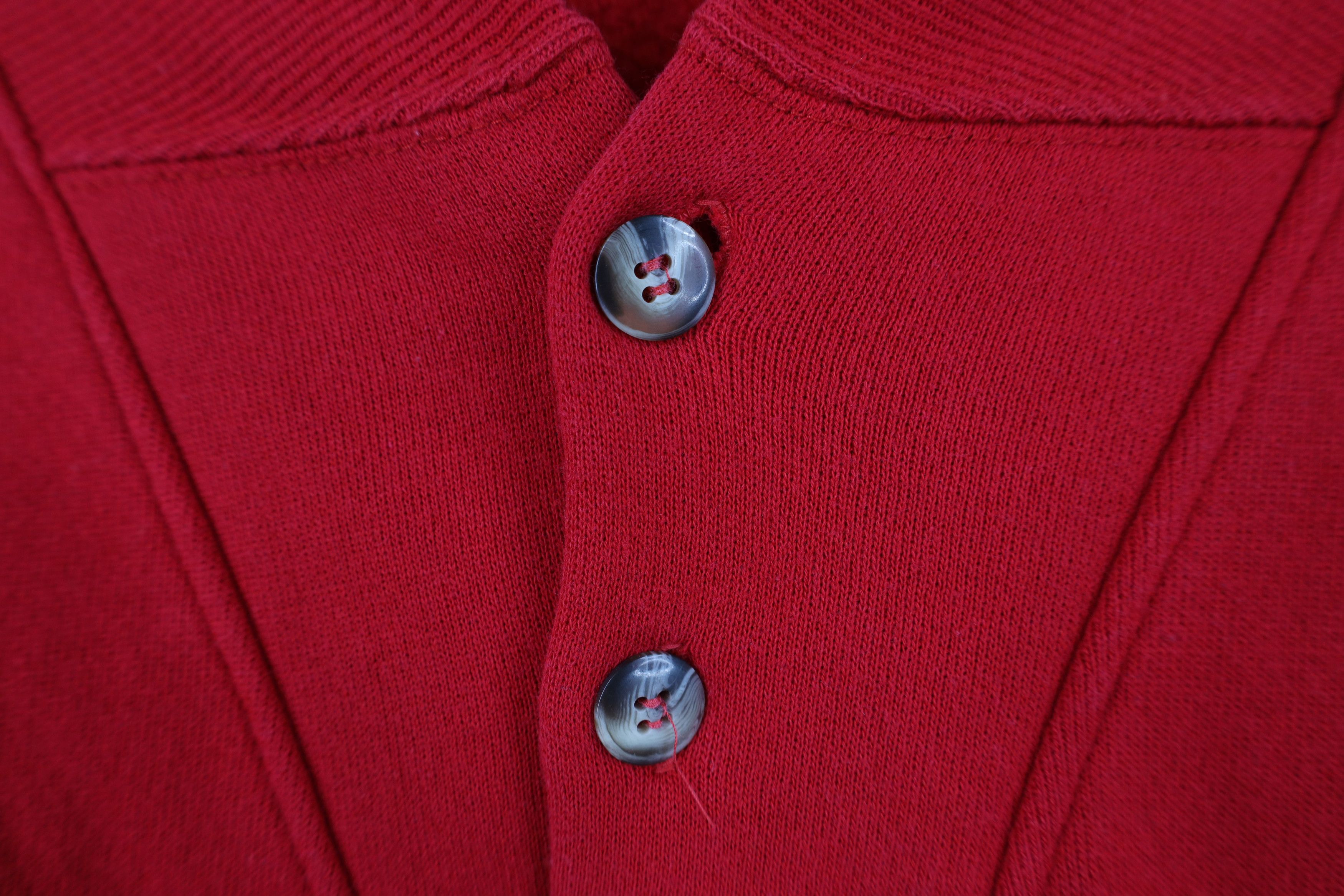 Hanes Vintage 80s 90s Hanes Pullover Henley Sweatshirt Red USA Size US XL / EU 56 / 4 - 4 Thumbnail