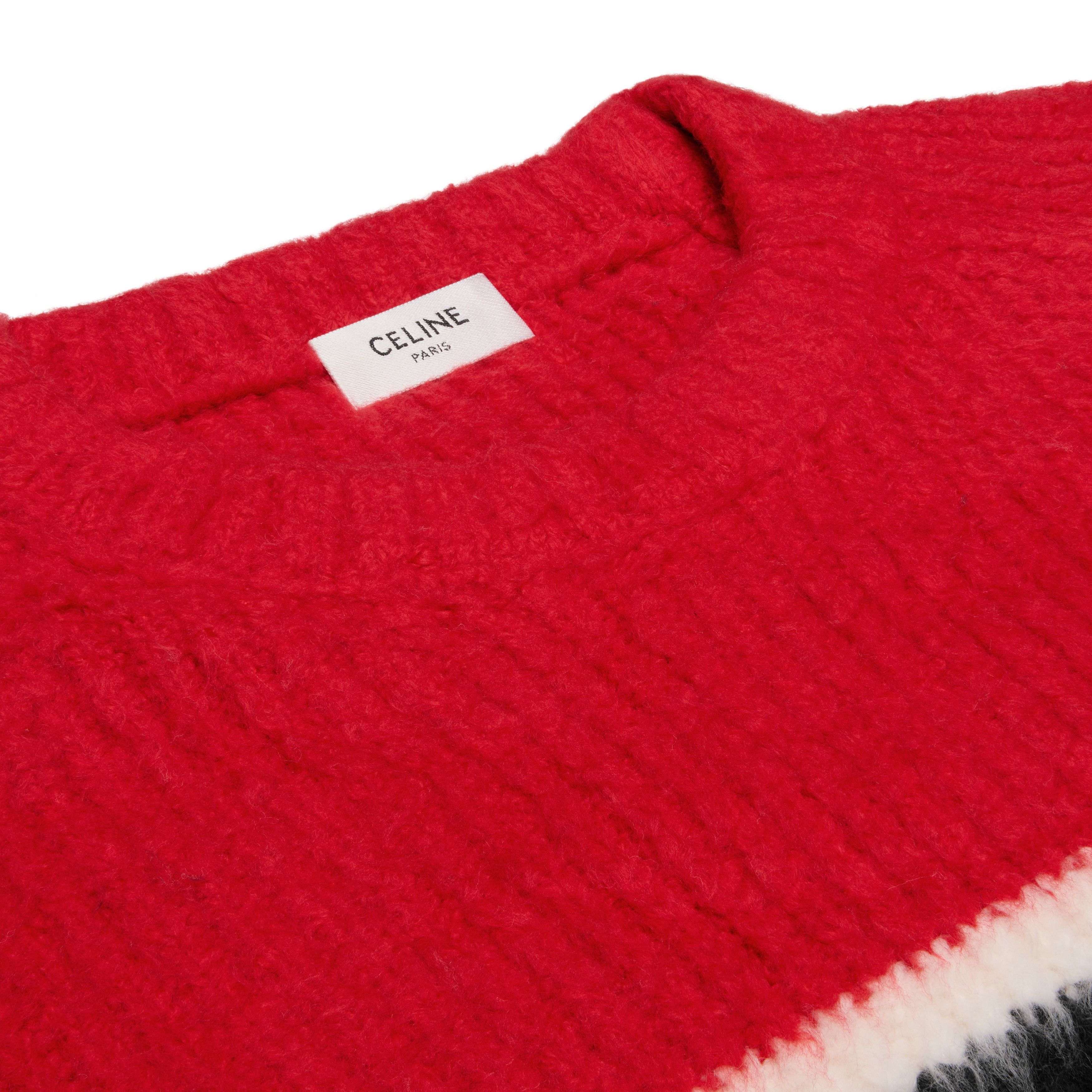 Celine o1bcso1str0126 RY02H0ZQ Crewneck Sweater Black/Off White/Red Size US M / EU 48-50 / 2 - 3 Thumbnail