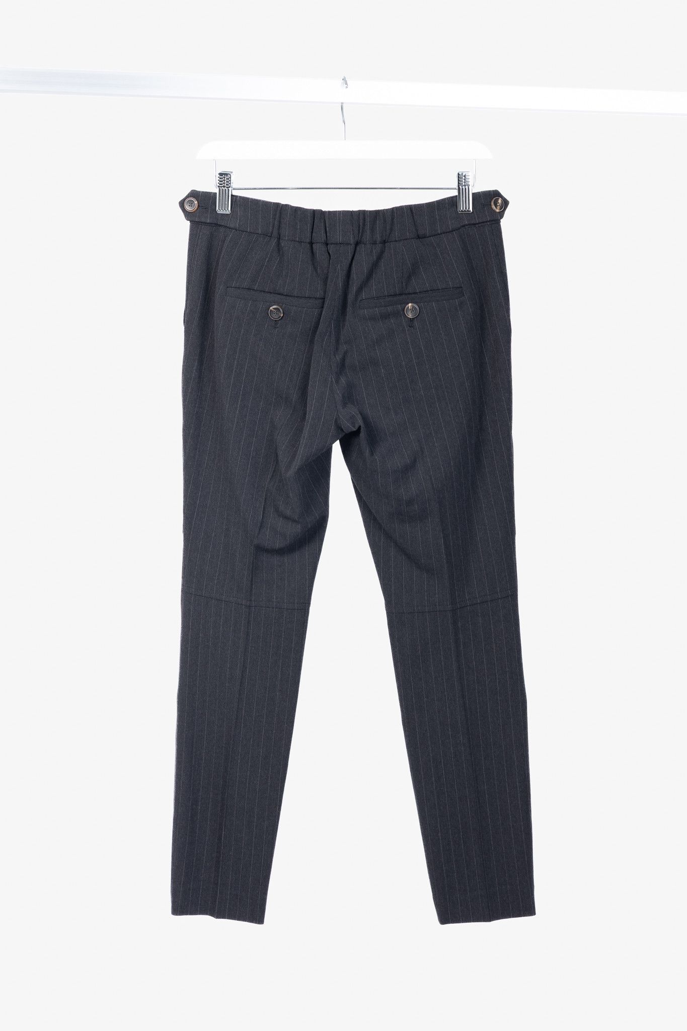 Brunello Cucinelli Brunello Cucinelli Wool-Blend Pinstripe Knee-Detail Trousers Size 27" / US 4 / IT 40 - 2 Thumbnail