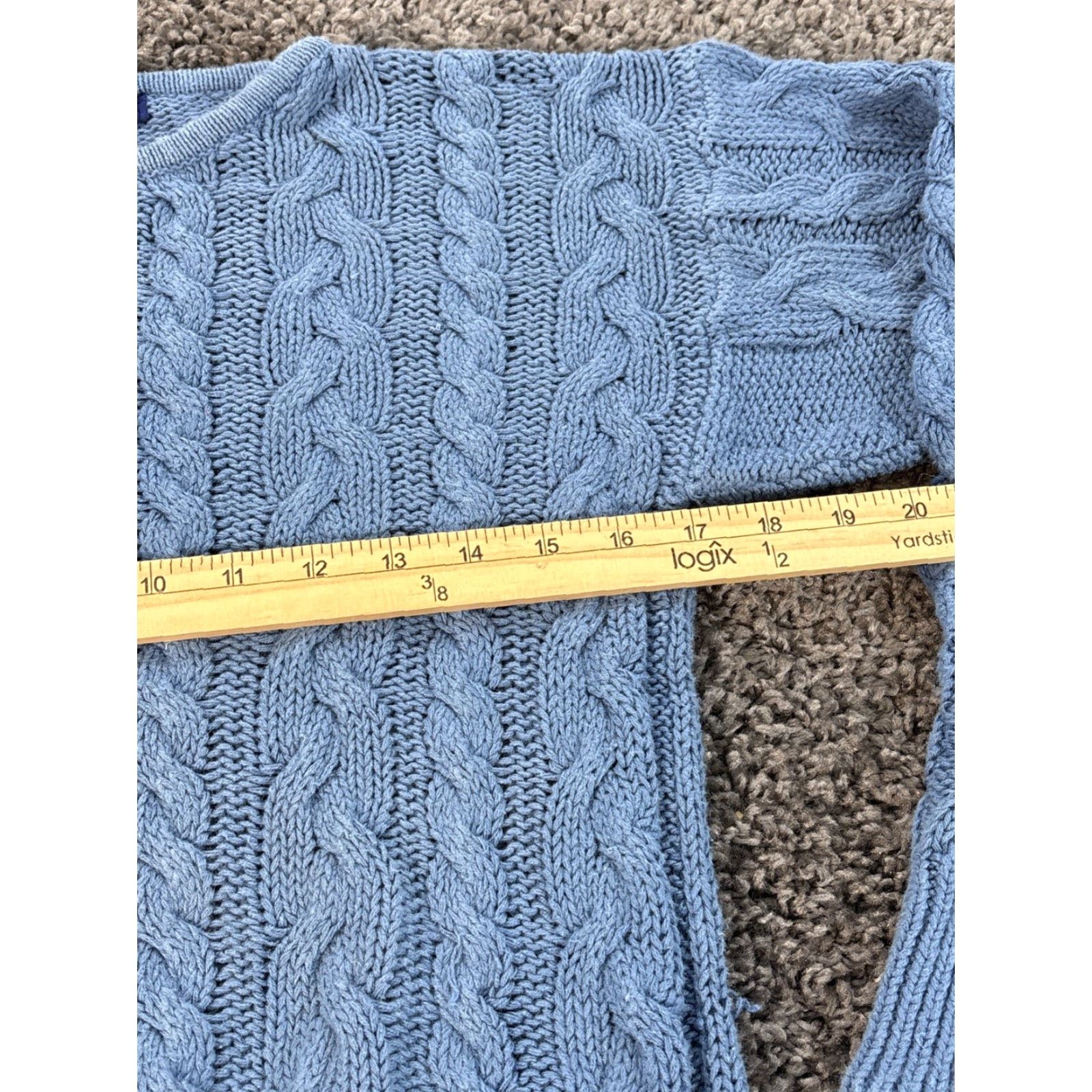 Vintage VINTAGE Directions Sweater Shirt Womens Small Blue 90s Fisherman Crew Neck Chunky-Knit Cotton Pullover Womens S Size S / US 4 / IT 40 - 3 Thumbnail