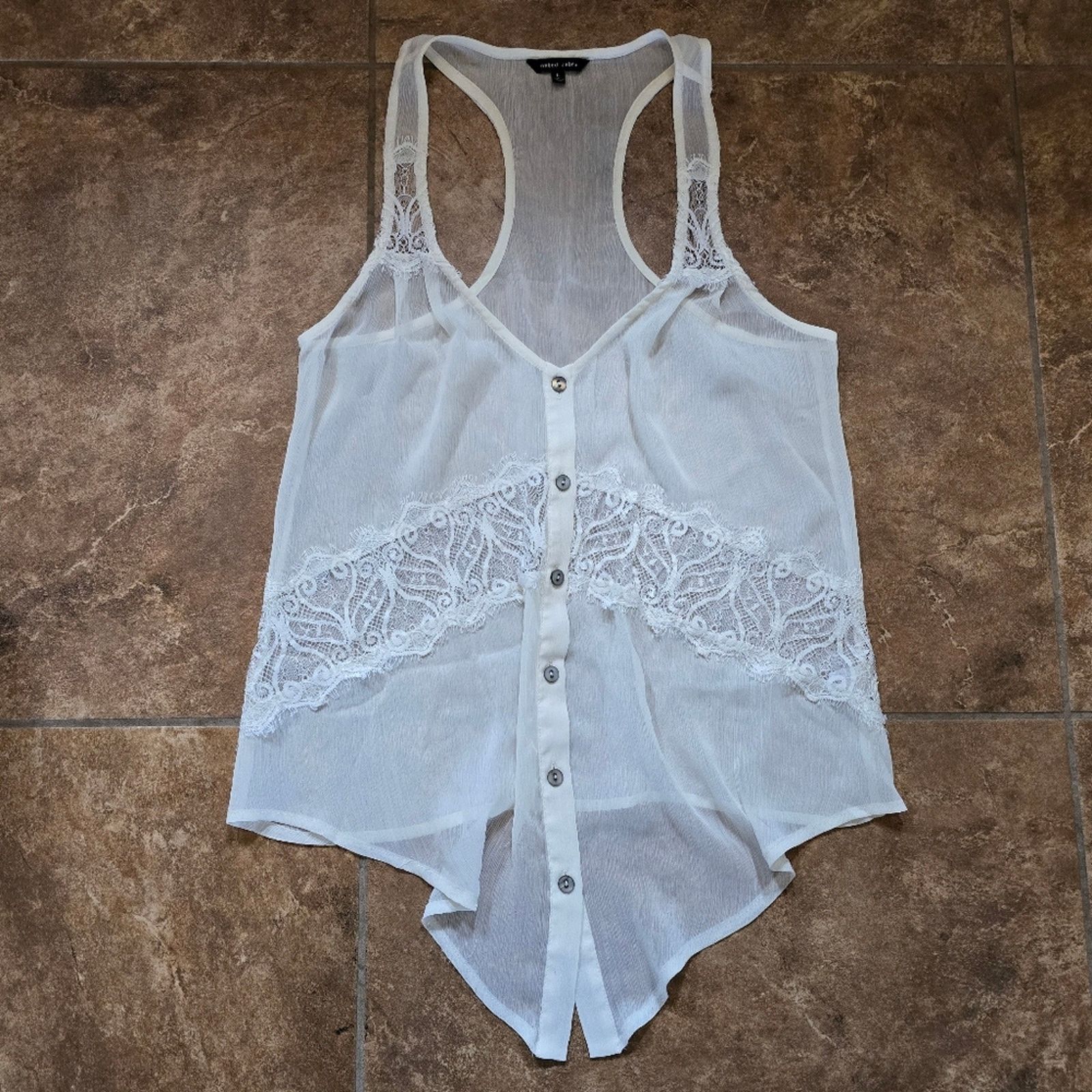 Other White Detailed NZ Button Down Blouse Size L / US 10 / IT 46 - 1 Thumbnail