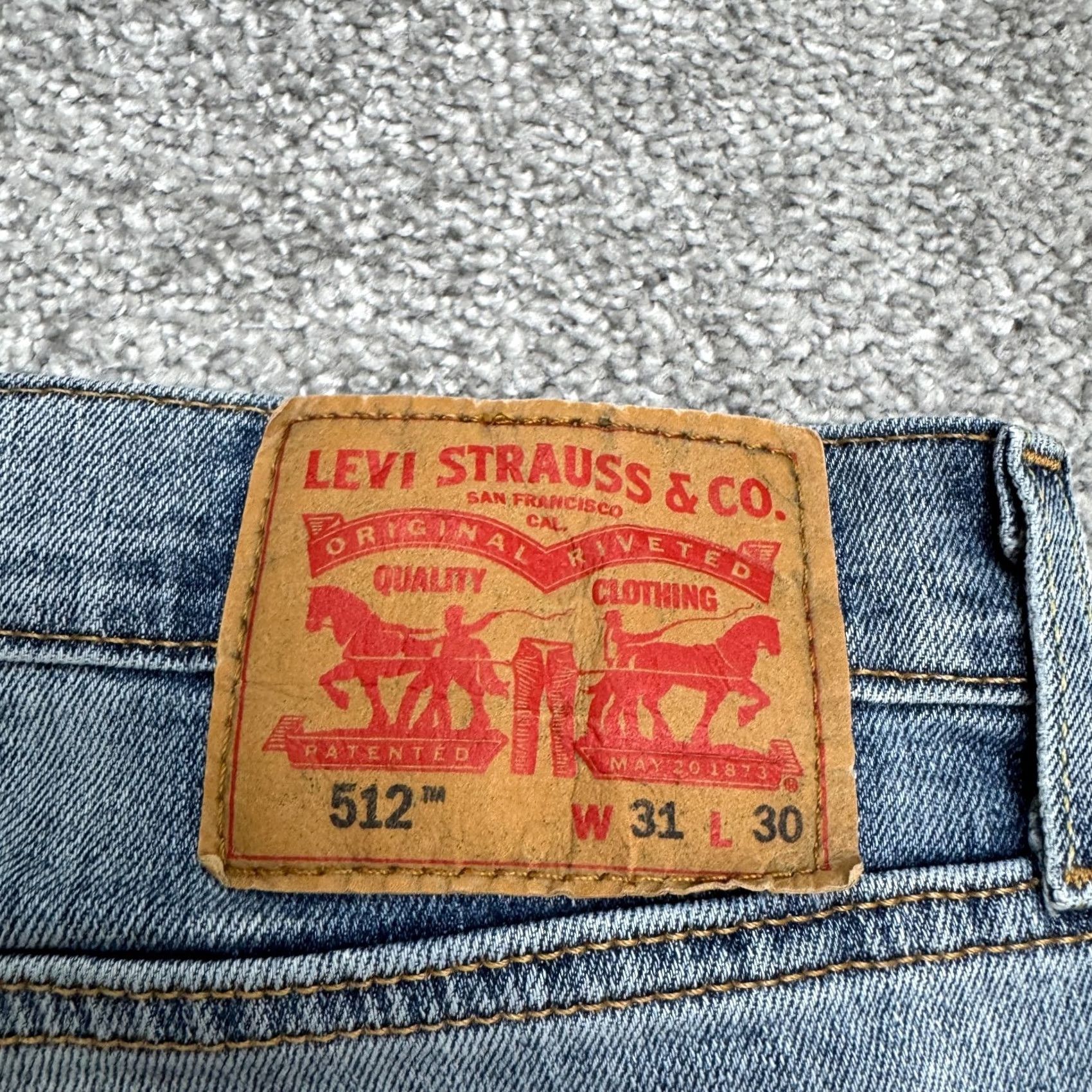 Levi's Levi's 512 Slim Fit Taper Leg Flex Denim Jeans Mens 31x30 Blue Light Wash Cotton Size US 31 - 7 Thumbnail