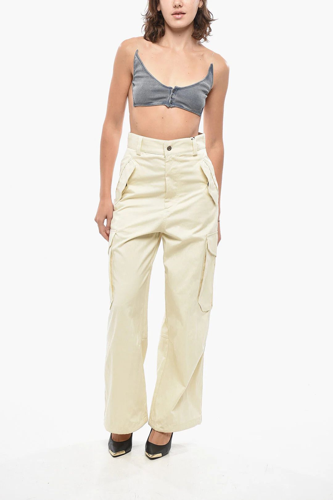 Bottega Veneta og1mm0426 Cotton-Blend Cargo Pant in Yellow Size 26" / US 2 / IT 38 - 4 Thumbnail