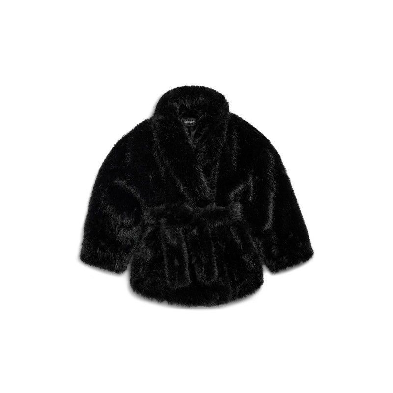 Balenciaga o1tr1nto1125 Cocoon Wrap Coat in Black Size S / US 4 / IT 40 - 1 Thumbnail
