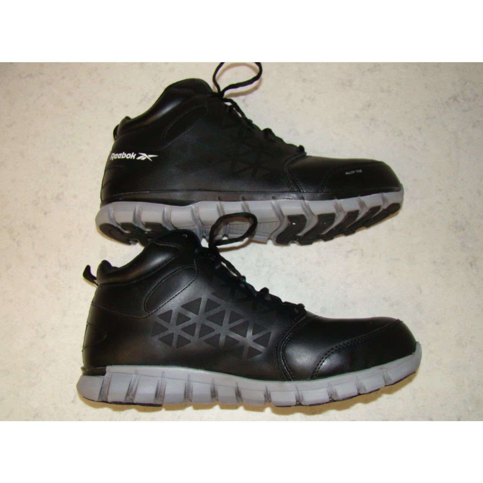 Reebok VINTAGE? No, but adjust: Reebok Work Mens Size 14 W Black Leather Mid Cut Boots ASTM F2413-18 EH Work Boots Size US 14 / EU 47 - 6 Thumbnail