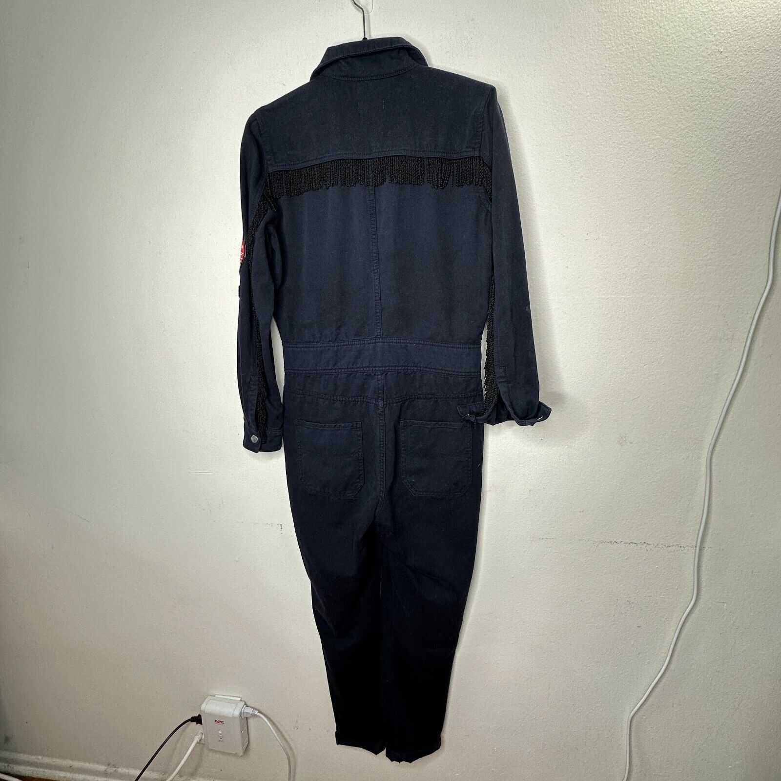 Other Claudie Pierlot Blue Denim Tassled Zip Cuffed Jumpsuit 36 Size 28" / US 6 / IT 42 - 2 Thumbnail