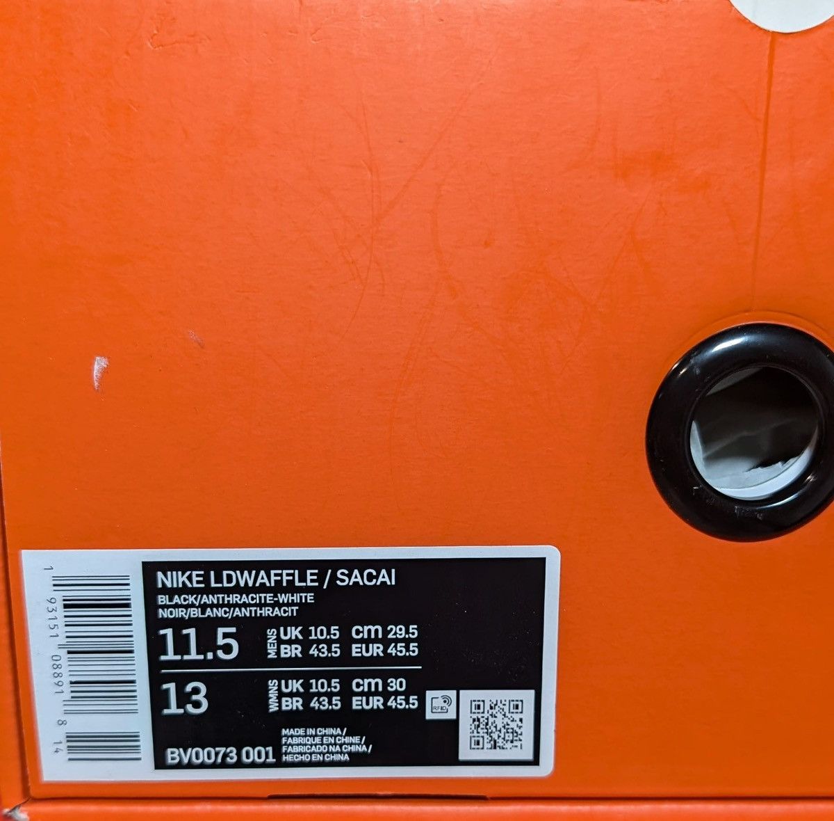 Nike Size 11.5 - Nike Sacai x LDWaffle Black Size US 11.5 / EU 44-45 - 8 Thumbnail