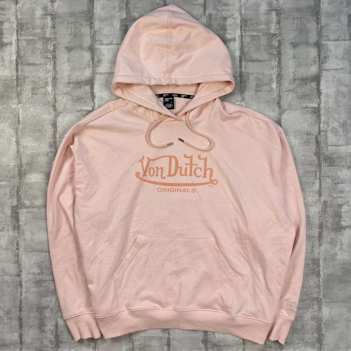 Streetwear Vintage Von Dutch Von Dutch Vintage Pink Hoodie Big Logo High on Life Skate Grailed