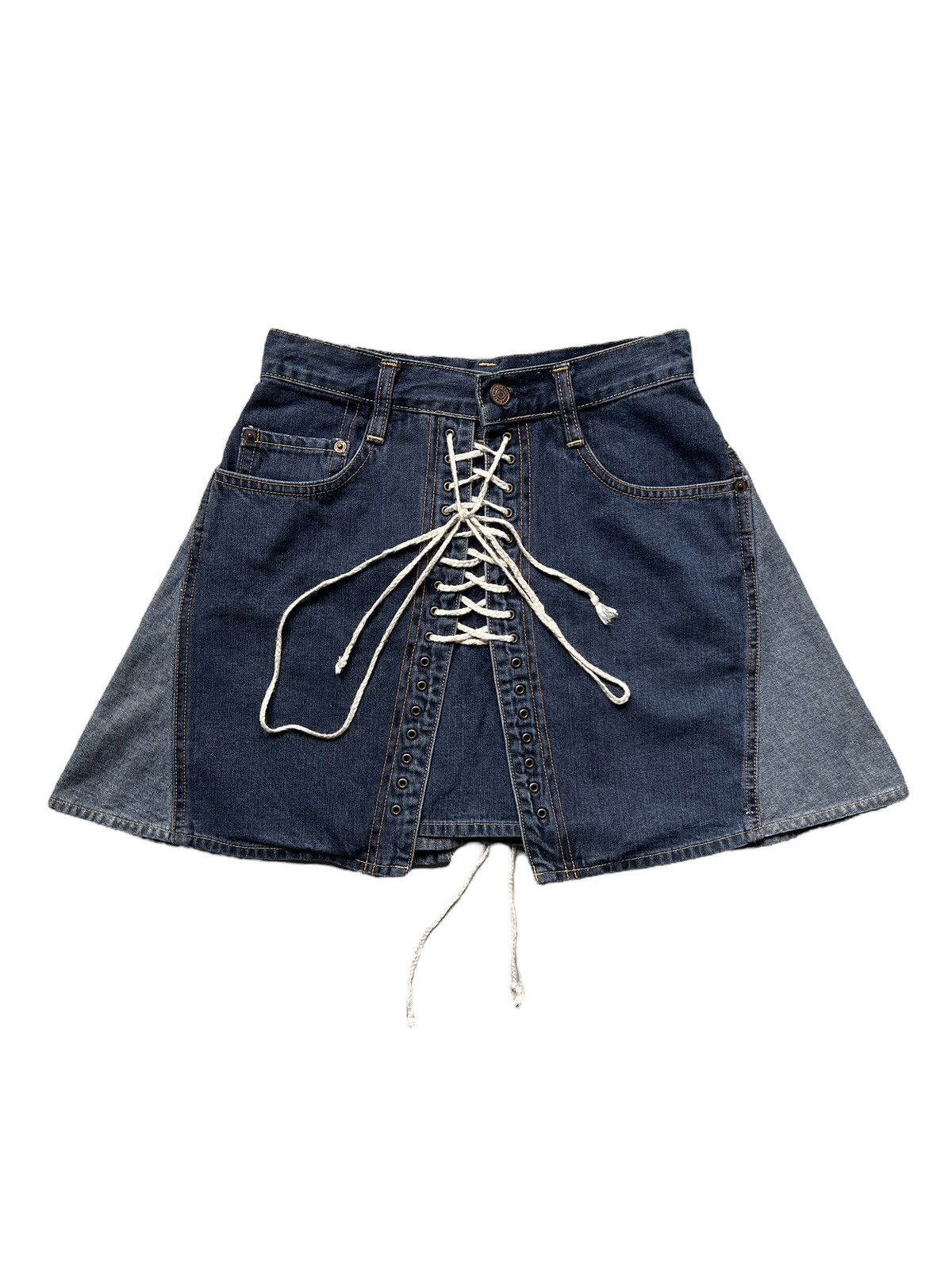 Hysteric Glamour Vintage Hysteric Glamour Kinky Lace Up Denim Skirt Size 26" / US 2 / IT 38 - 2 Thumbnail