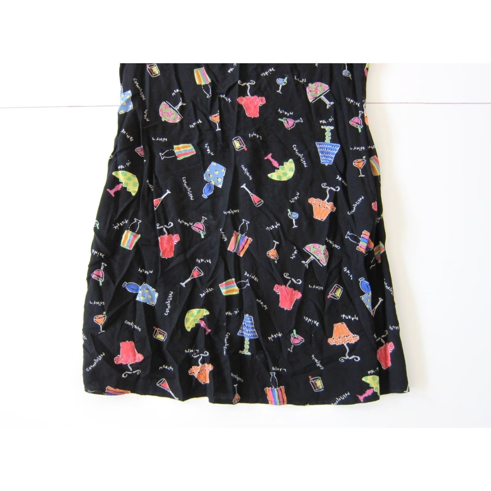 Lee VINTAGE Alexandra Lee 100% Rayon Cocktails Black Shift Tank Sun Dress Size 8 Size L / US 10 / IT 46 - 7 Thumbnail