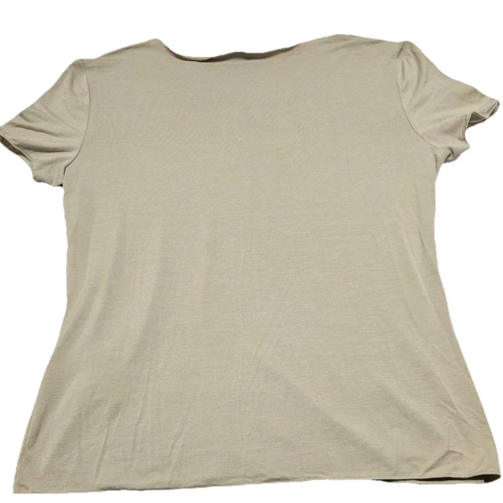 Armani Armani Collezioni Womens Blouse Regular Beige Viscose Stretch Short Sleeve Round Neck Pullover Size 12 Italy Designer Top Size XL / US 12-14 / IT 48-50 - 7 Thumbnail