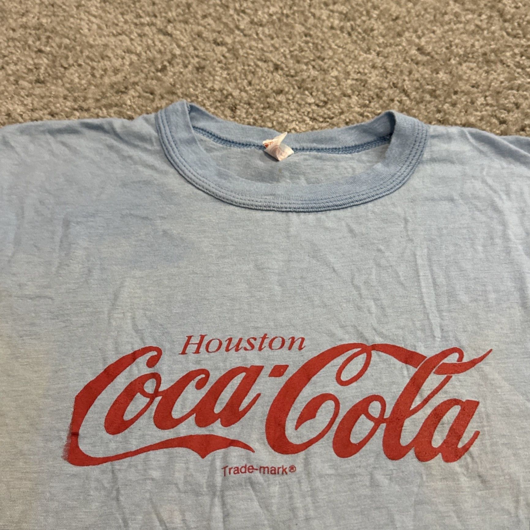 Vintage VINTAGE Coca-Cola Tank Top T-Shirt Sleeveless Blue L Unisex Adults 1970s Pop Houston TX Size US L / EU 52-54 / 3 - 3 Thumbnail