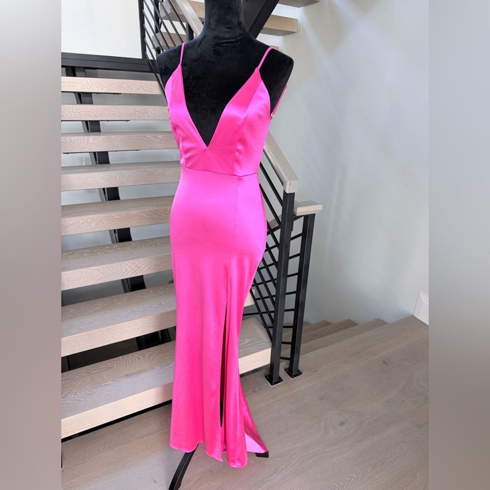 Other New Y2K Hot Pink Satin Mermaid Maxi Dress Cocktail size XS Size S / US 4 / IT 40 - 9 Thumbnail