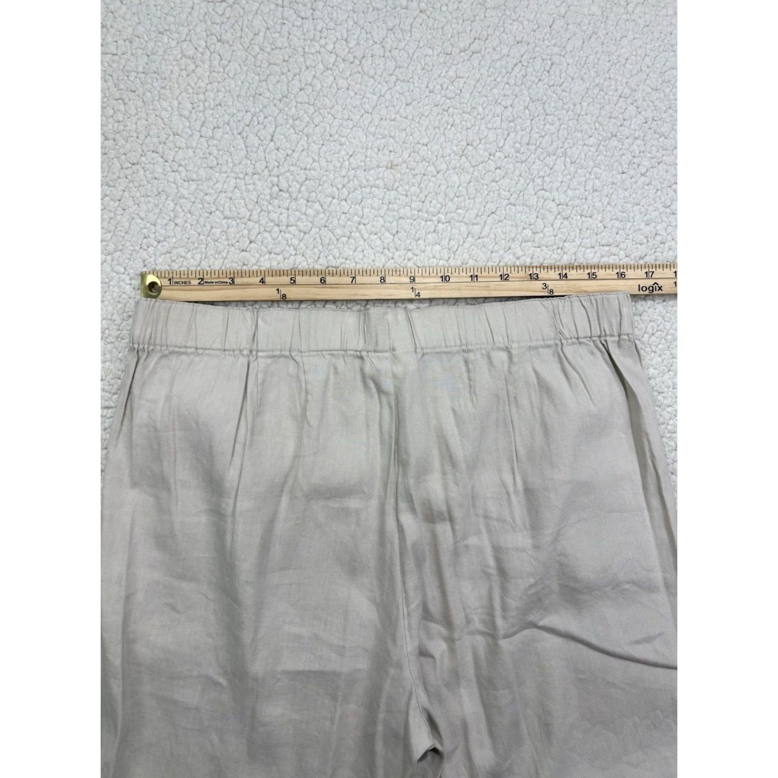 J. Jill J. Jill Pants Beige Linen Stretch Pull On Wide-Leg 14P Petite Womens Beach Minimalist Size 36" / US 14 / IT 50 - 8 Thumbnail