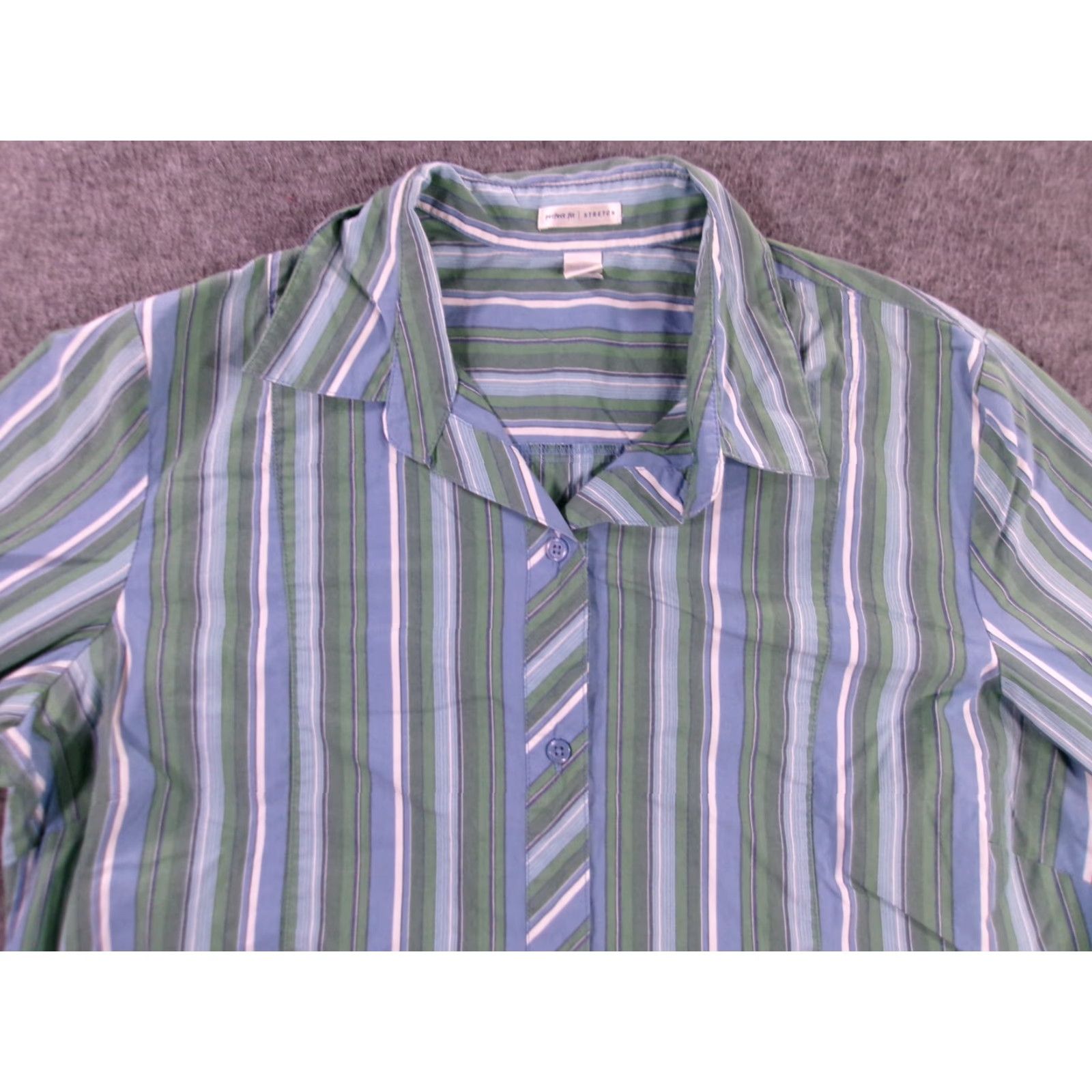 Old Navy OLD NAVY Button-Up Shirt Women XL Green Blue Striped Preppy Y2K Casual Workwear Size XL / US 12-14 / IT 48-50 - 2 Thumbnail