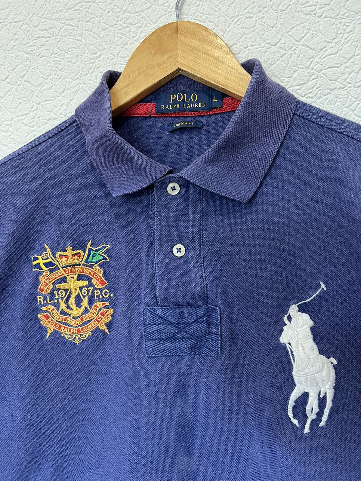 Vintage Vintage Polo Ralph Lauren Blue Polo Shirt Tee Size US L / EU 52-54 / 3 - 2 Thumbnail